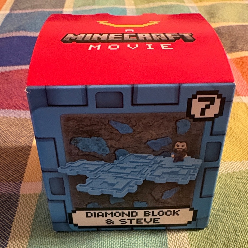 Minecraft Movie Diamond Block & Steve Figure